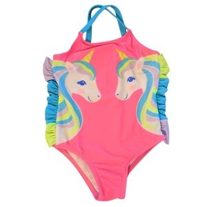 WONDER NATION Pink Blue White Green Unicorn One Piece Swimsuit